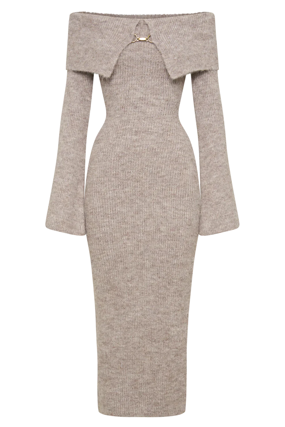 Talia Off-Shoulder Knit Dress - Beige