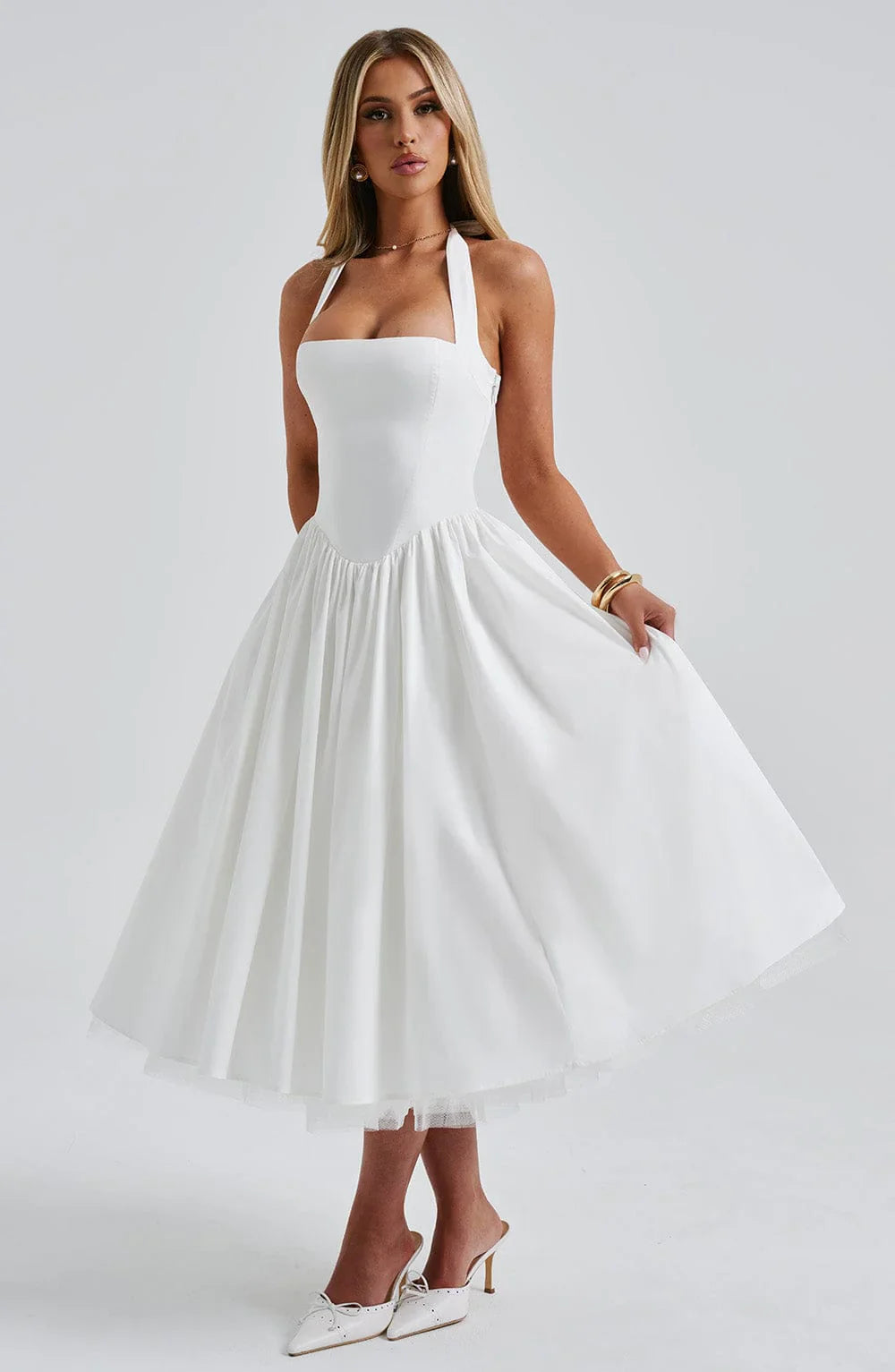 EVANA MIDI DRESS – IVORY