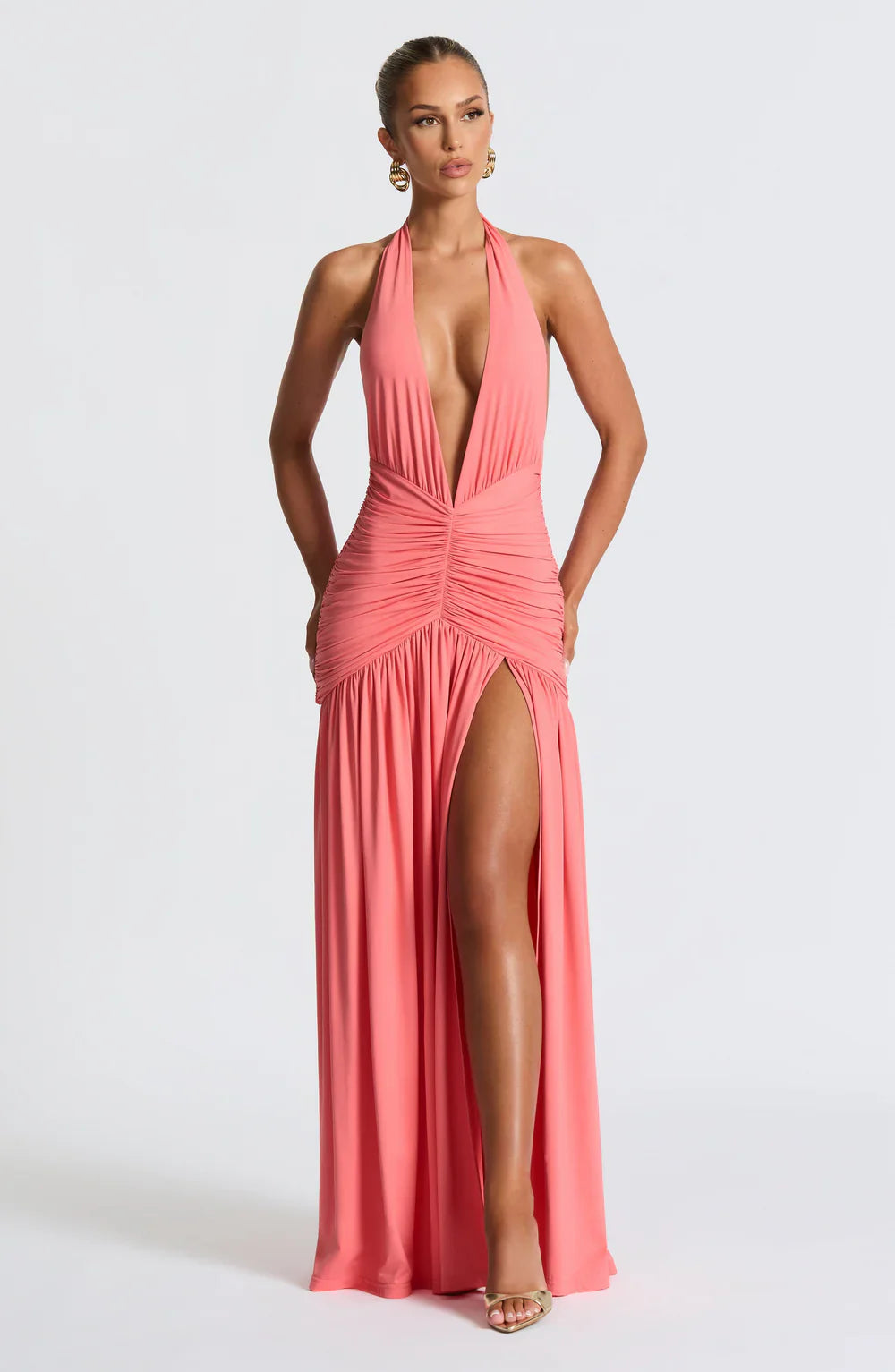 Melania Maxi Dress – Coral Pink