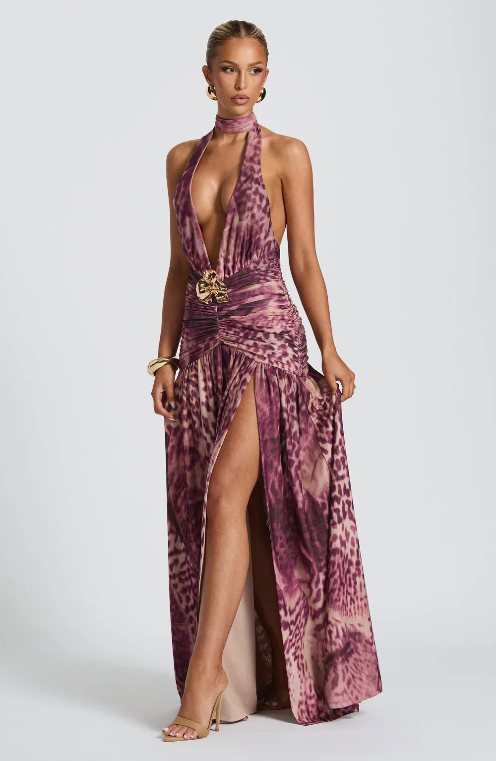Melania Maxi Dress – Magenta Orchid Print