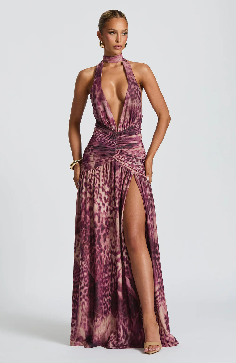 Melania Maxi Dress – Magenta Orchid Print