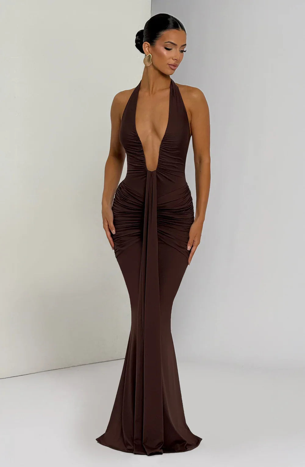 LYRA MAXI DRESS – PLUM BROWN