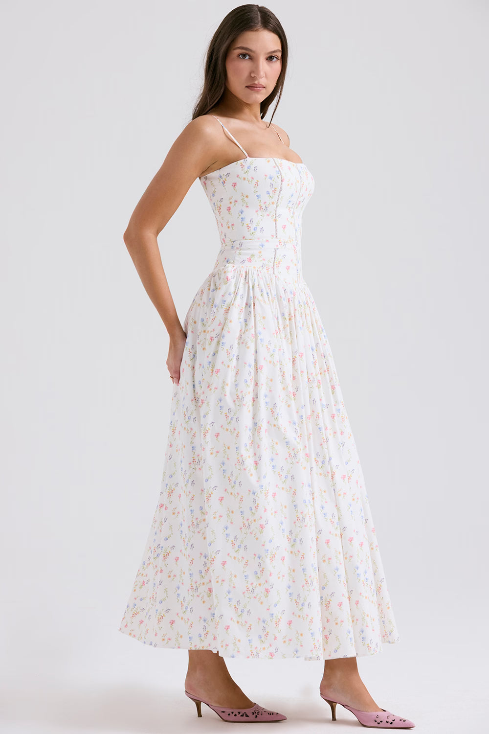 ISABELLA POSY MAXI DRESS – WHITE