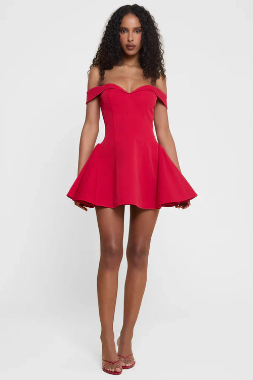 Calista Corset Mini Dress - Red