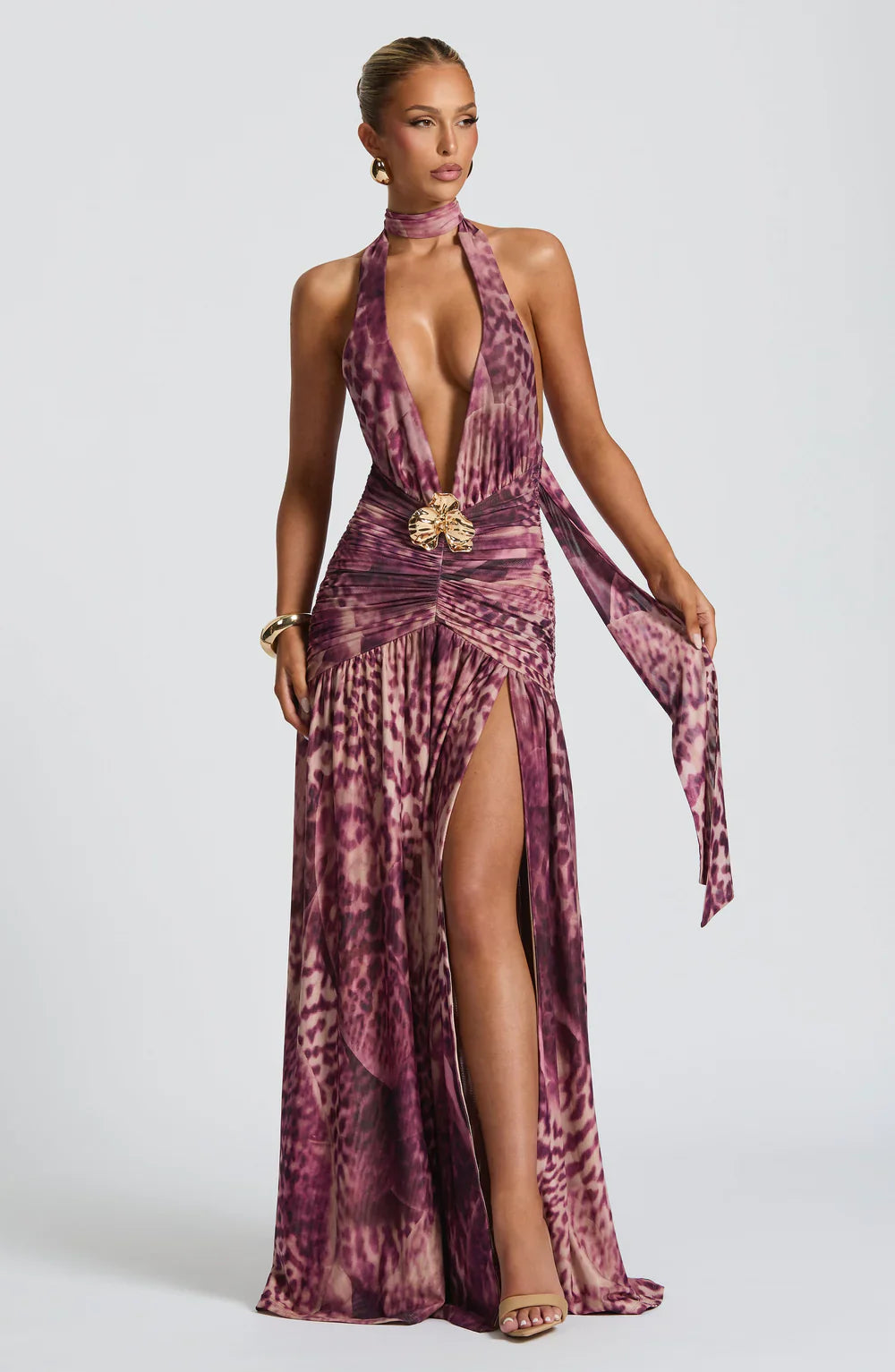 Melania Maxi Dress – Magenta Orchid Print