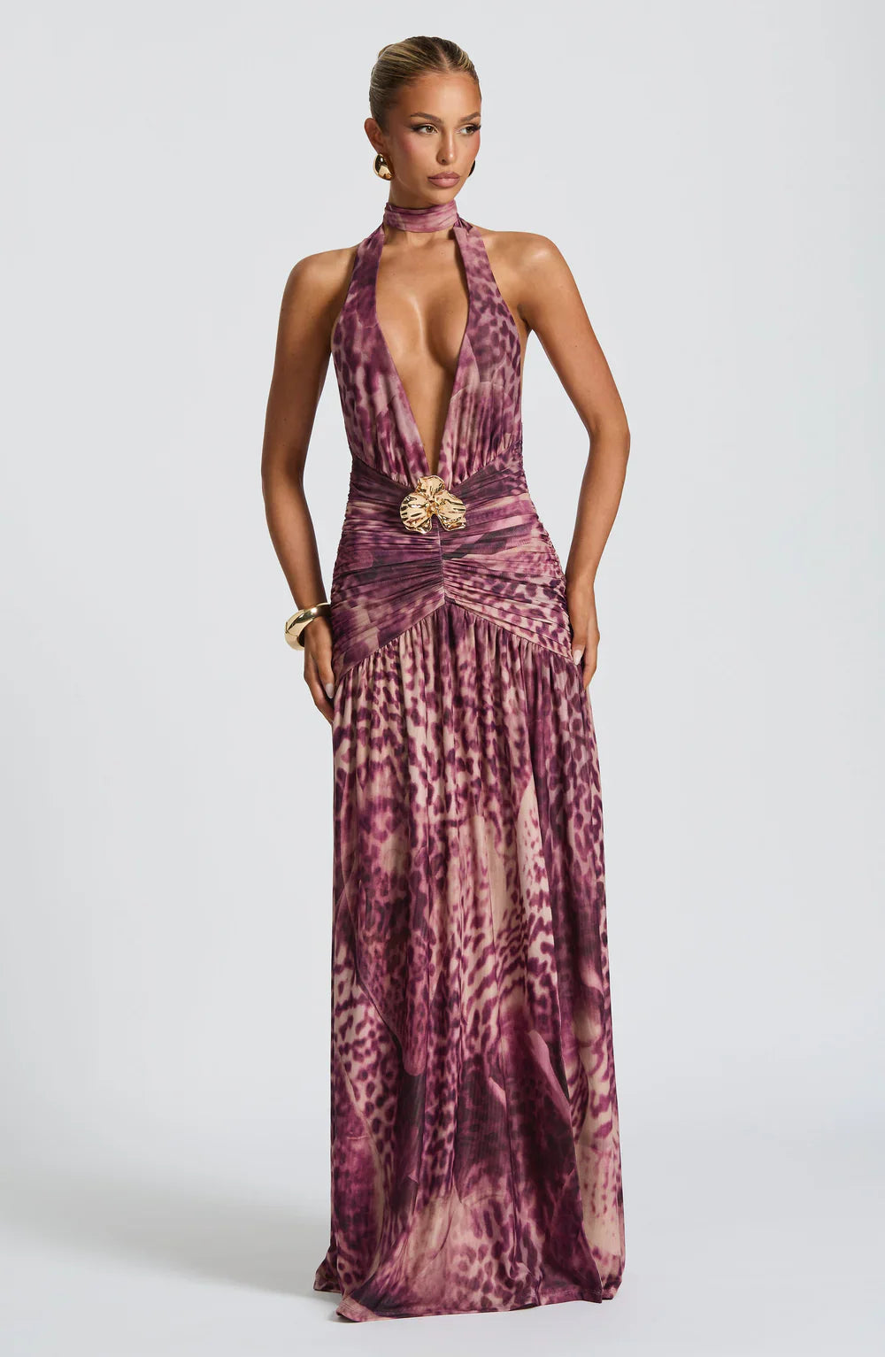 Melania Maxi Dress – Magenta Orchid Print